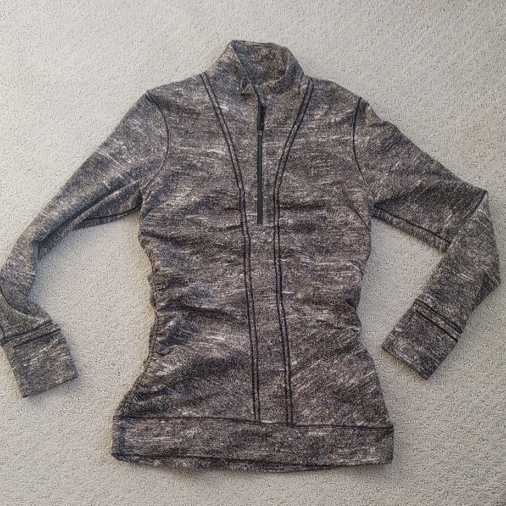 Lululemon Black/White Half Zip Luon Jacket TALL